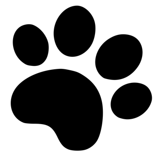 black dog paw print 